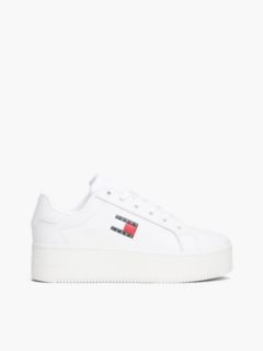 Logo Platform Trainers With Leather — White 1