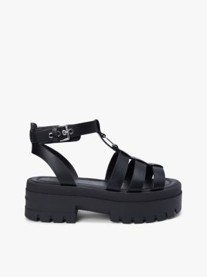 sandales fisherman chunky en cuir black pour femmes tommy jeans