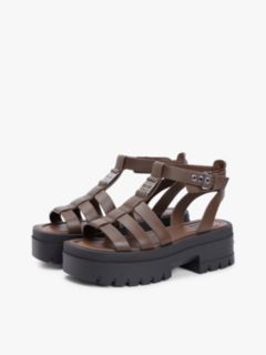 Leather Chunky Cleat Fisherman Sandals — Brown 2