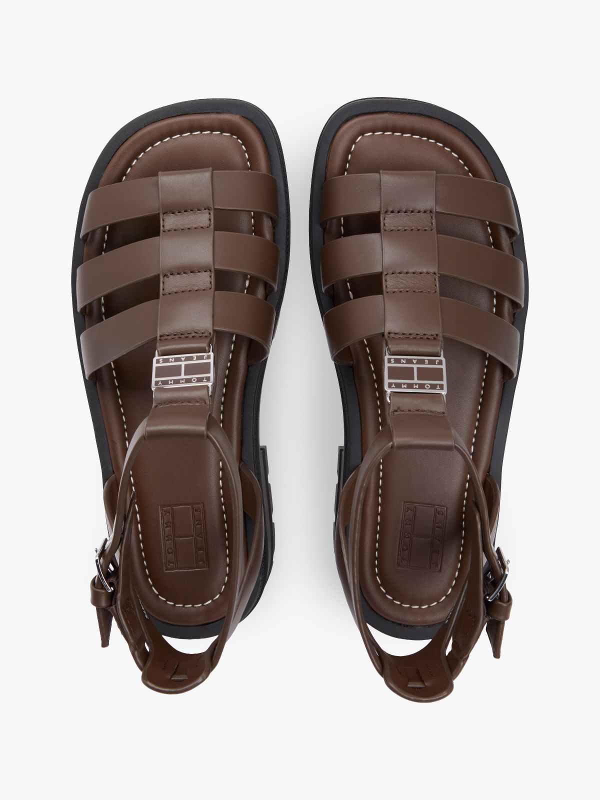 Leather Chunky Cleat Fisherman Sandals — Brown