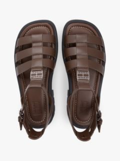 Leather Chunky Cleat Fisherman Sandals — Brown 3
