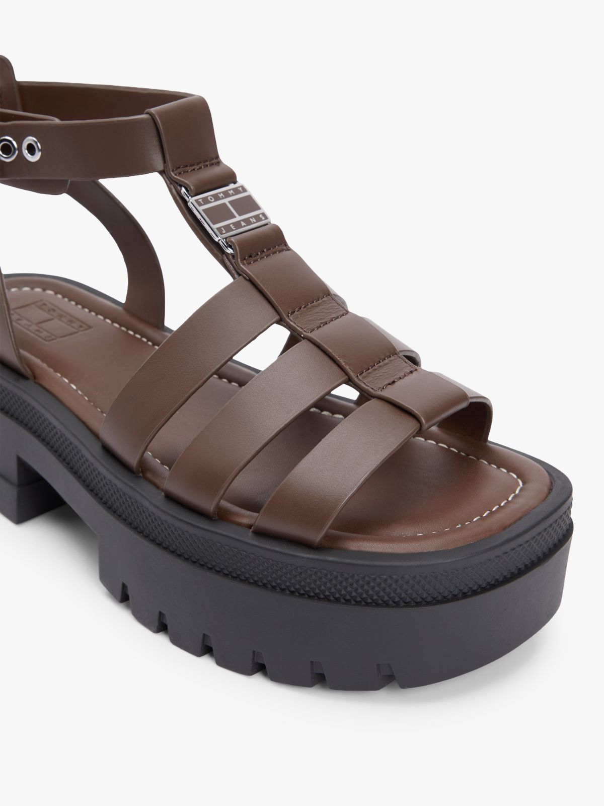 Leather Chunky Cleat Fisherman Sandals — Brown