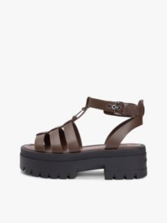Leather Chunky Cleat Fisherman Sandals — Brown 7