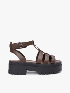 Leather Chunky Cleat Fisherman Sandals — Brown 1