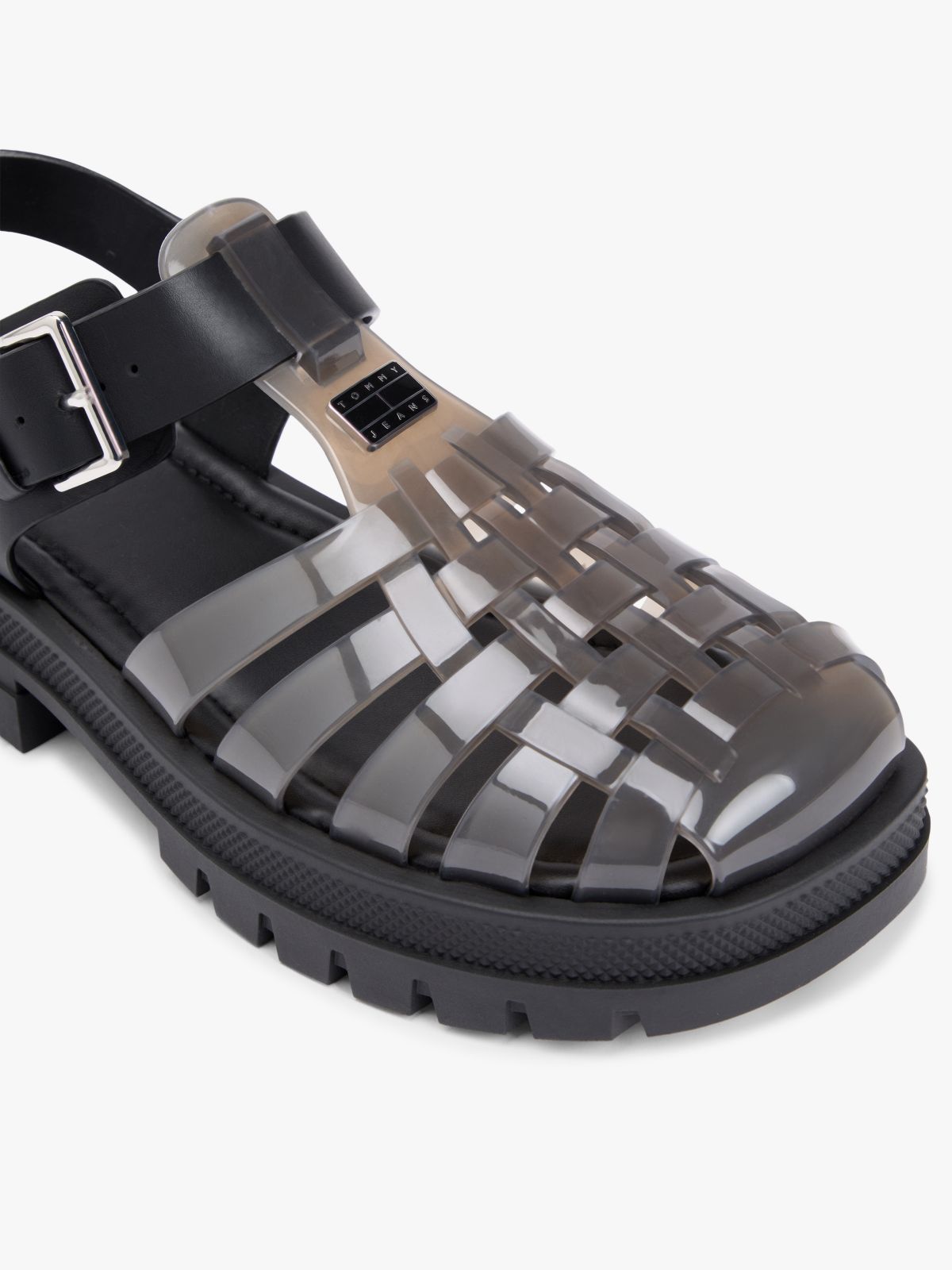 Jelly Chunky Cleat Fisherman Sandals — Black