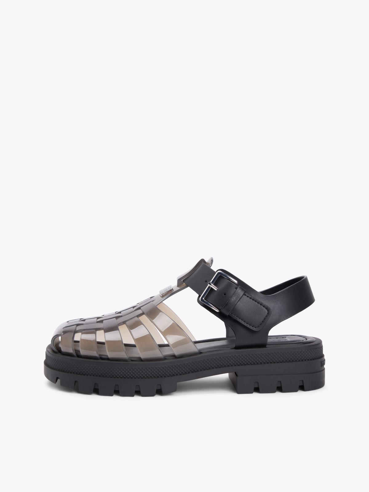 Jelly Chunky Cleat Fisherman Sandals — Black