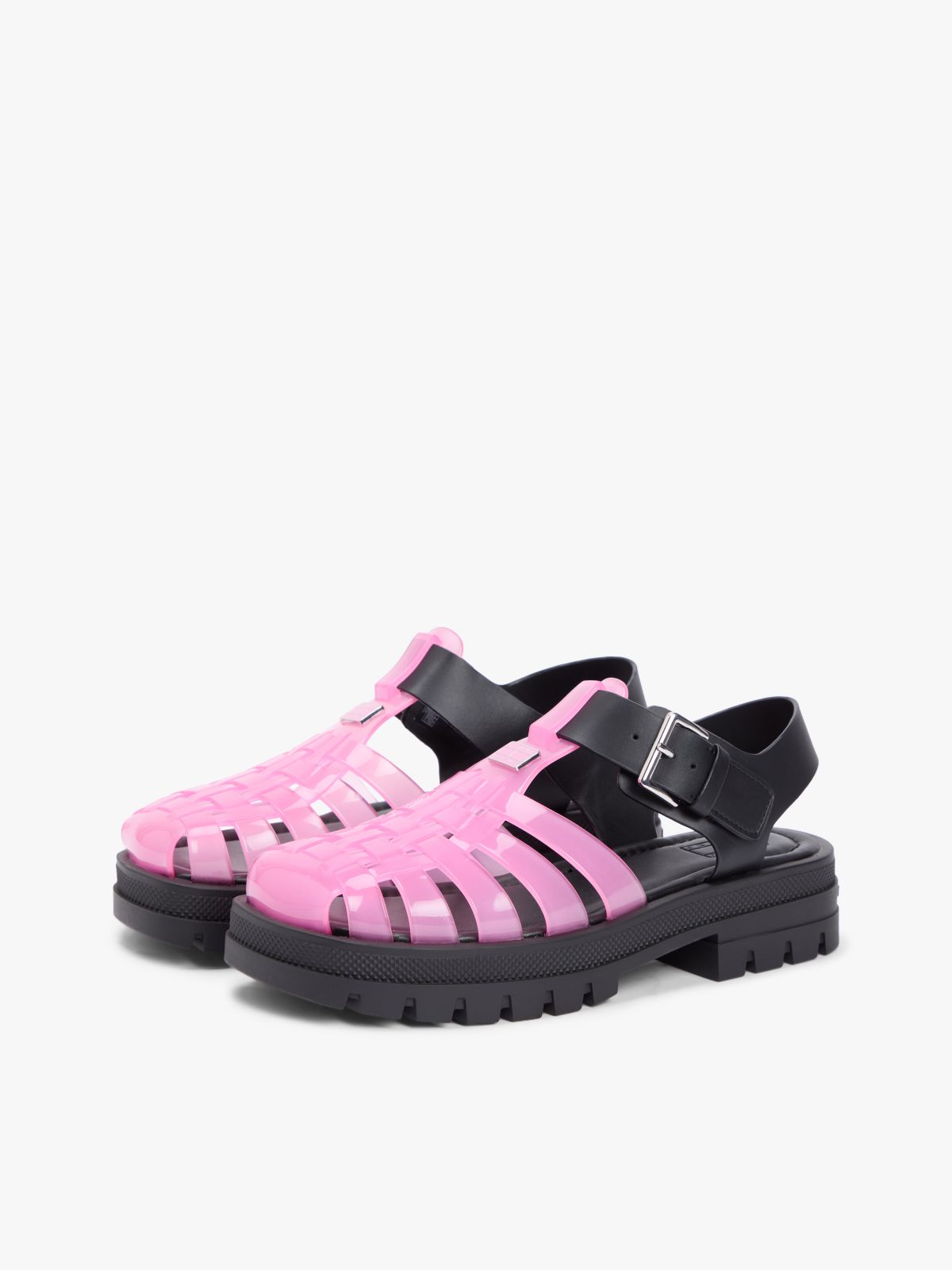 Jelly Chunky Cleat Fisherman Sandals — Pink