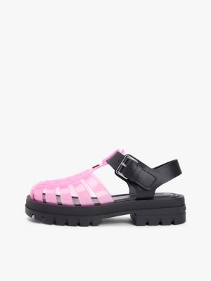 pink jelly chunky cleat fisherman sandals for women tommy jeans