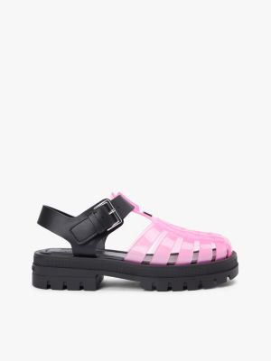 pink jelly chunky cleat fisherman sandals for women tommy jeans