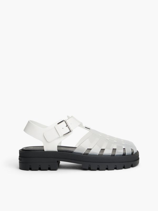 Jelly Chunky Cleat Fisherman Sandals — White