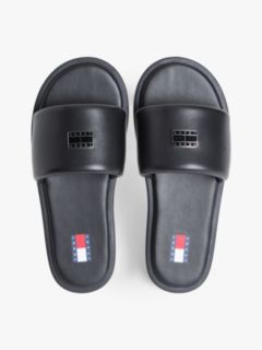 Leather Padded Strap Slides — Black 3