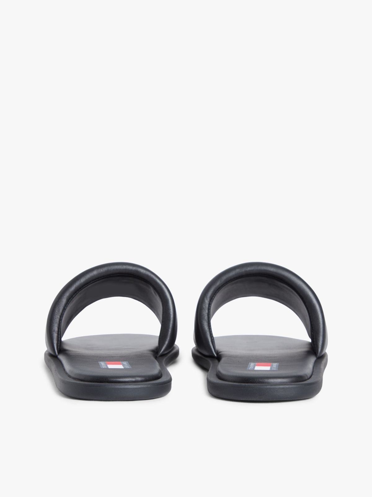 Leather Padded Strap Slides — Black