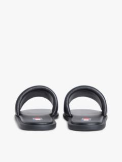 Leather Padded Strap Slides — Black 4