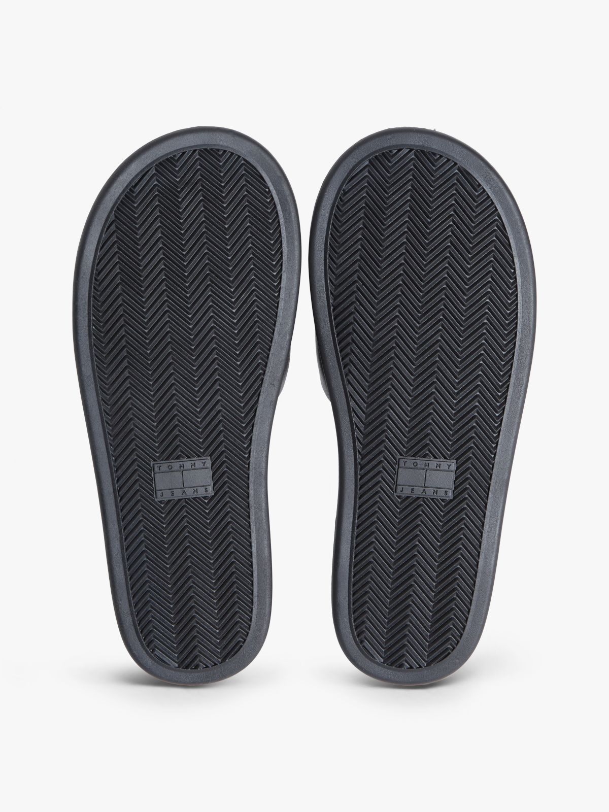 Leather Padded Strap Slides — Black
