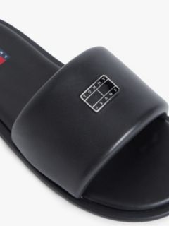 Leather Padded Strap Slides — Black 6