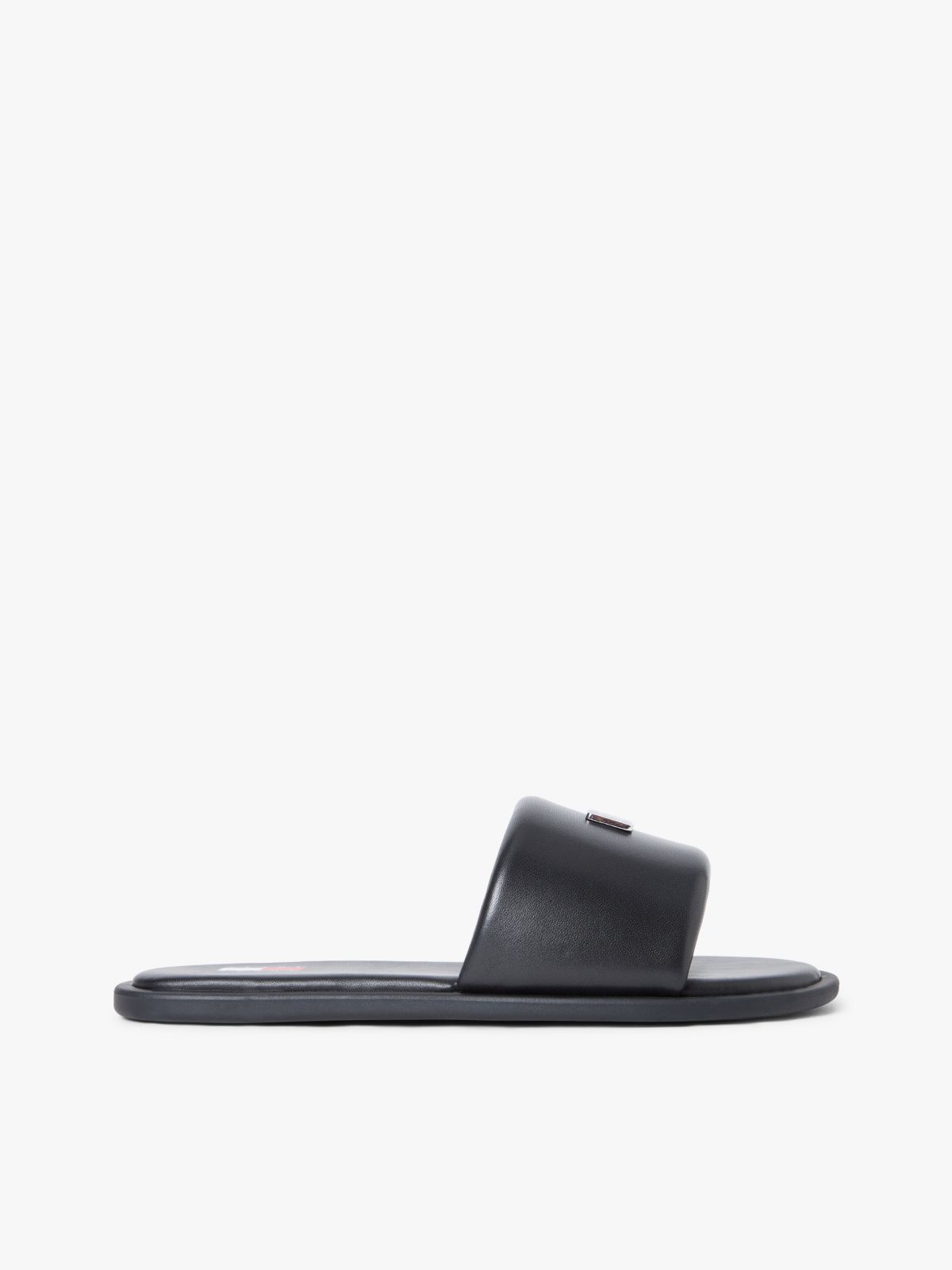 Leather Padded Strap Slides — Black