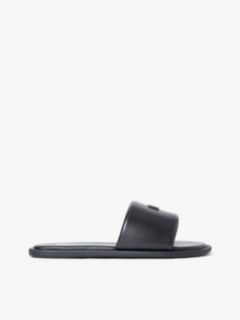 Leather Padded Strap Slides — Black 1