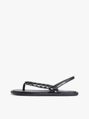 tongs slingback avec brides en corde noir pour femmes tommy jeans