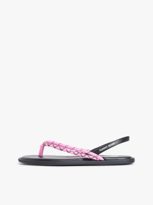 tongs slingback avec brides en corde rose pour femmes tommy jeans