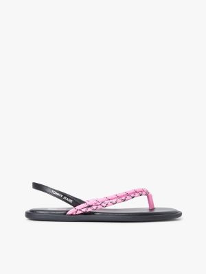 tongs slingback avec brides en corde pink pour femmes tommy jeans
