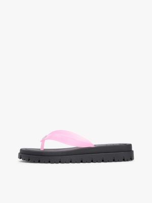 pink jelly cleat wedge flip-flops for women tommy jeans