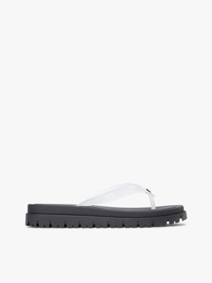white jelly cleat wedge flip-flops for women tommy jeans
