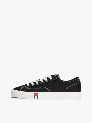 schwarz archive canvas-sneaker mit flag-streifen für damen - tommy jeans