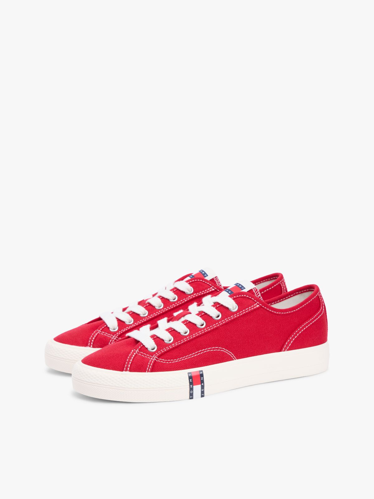 Archive Flag Stripe Canvas Trainers — Red