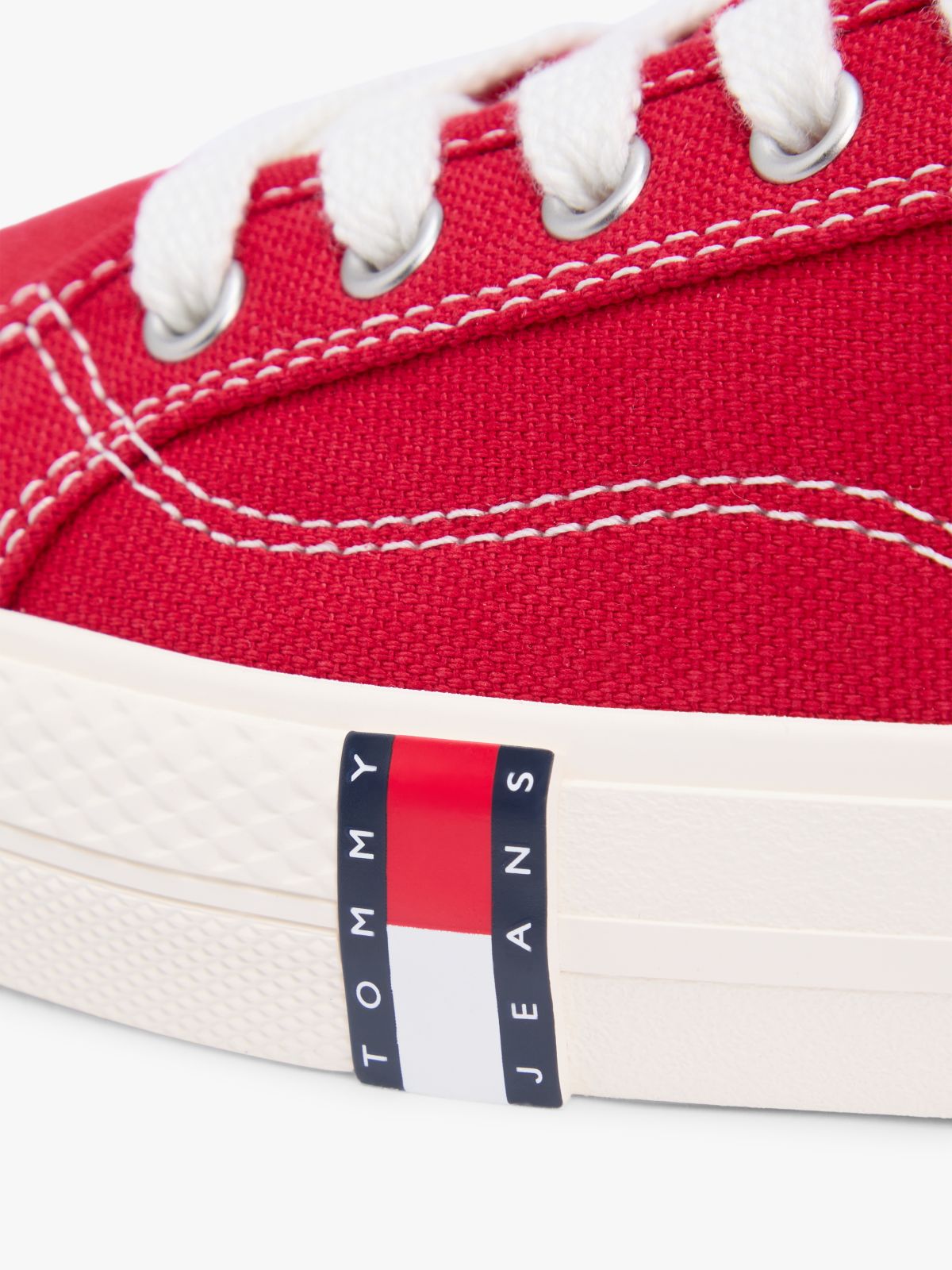 Archive Flag Stripe Canvas Trainers — Red