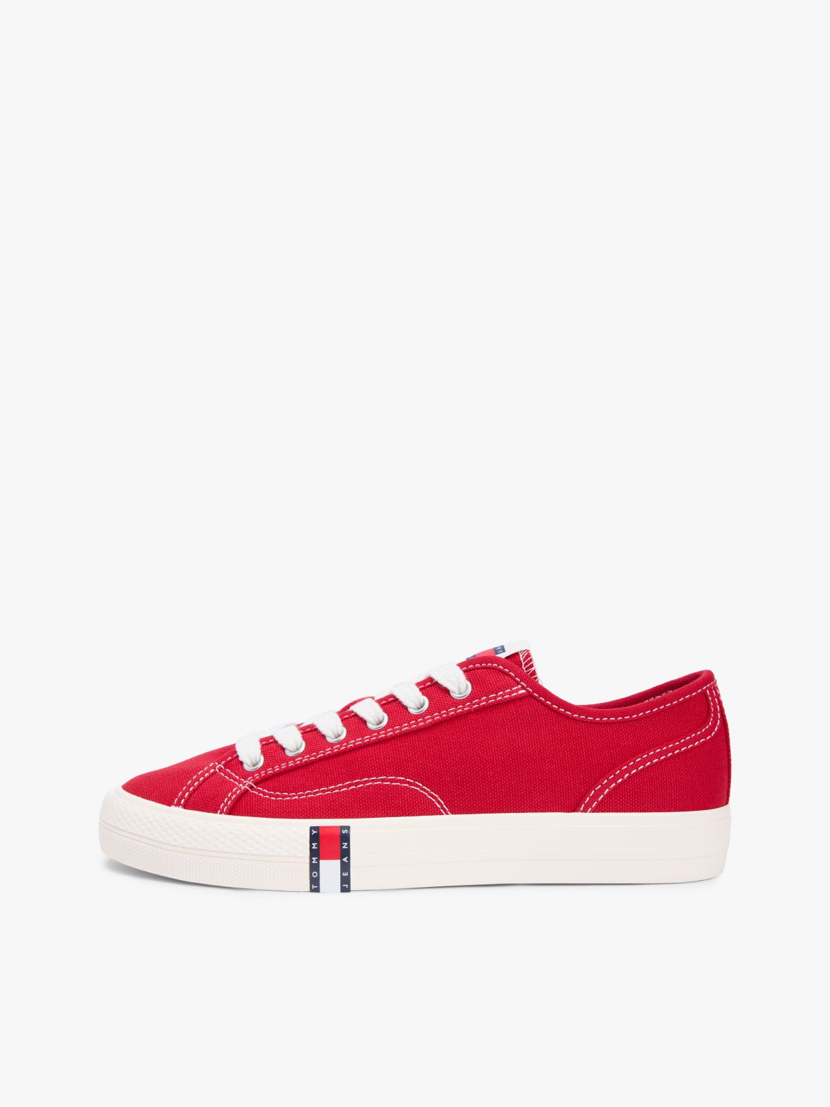 Archive Flag Stripe Canvas Trainers — Red