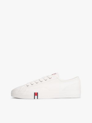 sneakers archive in tela con bandierina bianco da donne tommy jeans