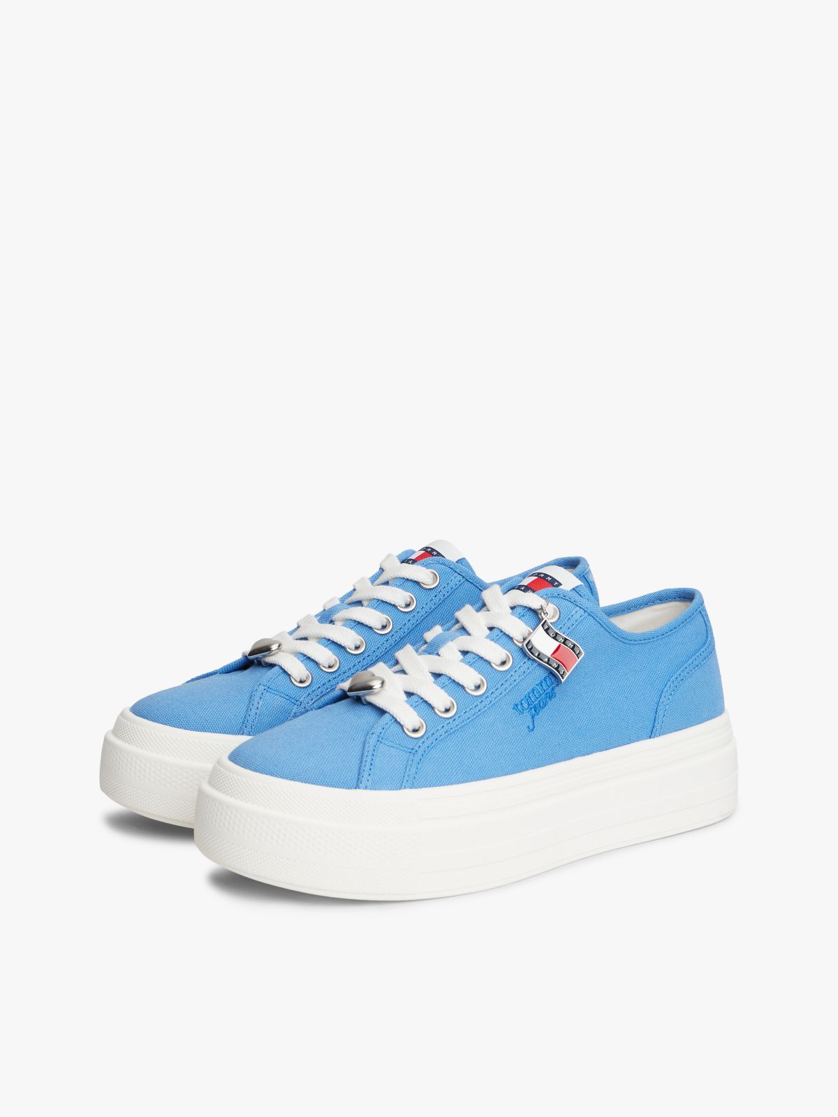 Canvas Platform Trainers With Charms — Blue