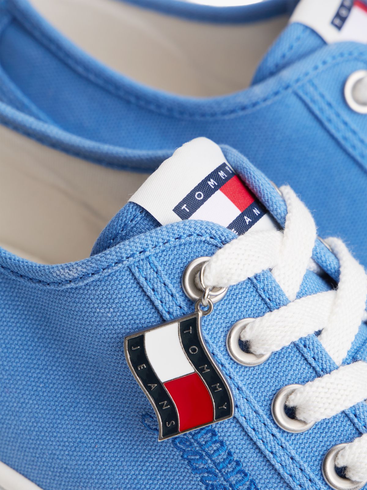 Canvas Platform Trainers With Charms — Blue