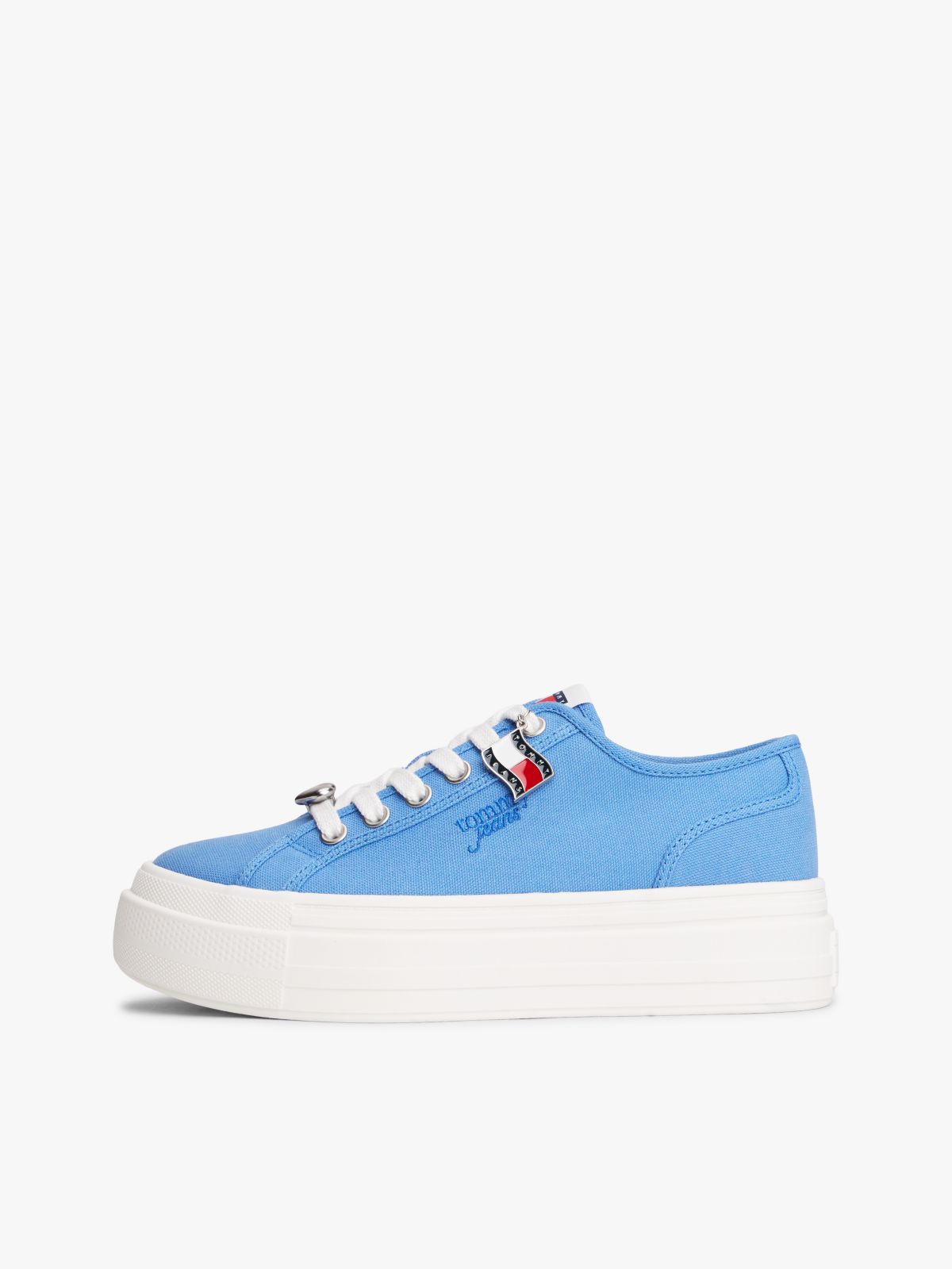 Canvas Platform Trainers With Charms — Blue