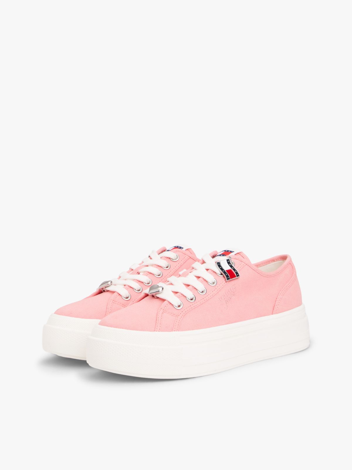 Canvas Platform Trainers With Charms — Pink
