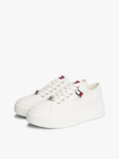 Canvas Platform Trainers With Charms — White 2