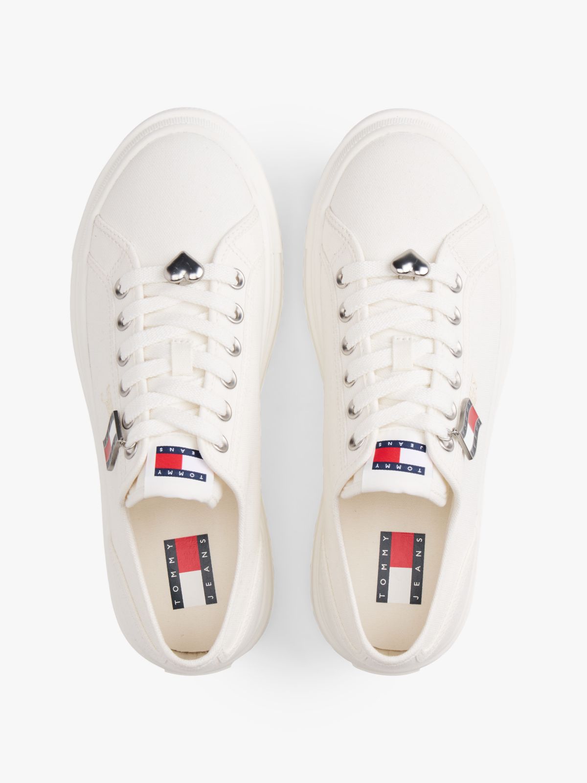 Canvas Platform Trainers With Charms — White