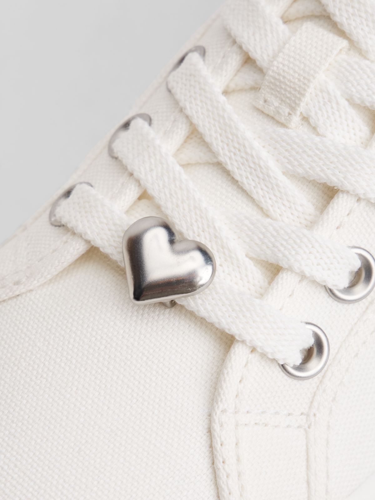 Canvas Platform Trainers With Charms — White