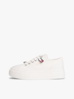 Canvas Platform Trainers With Charms — White 7