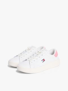 Debossed Logo Cupsole Trainers With Leather — Pink 2