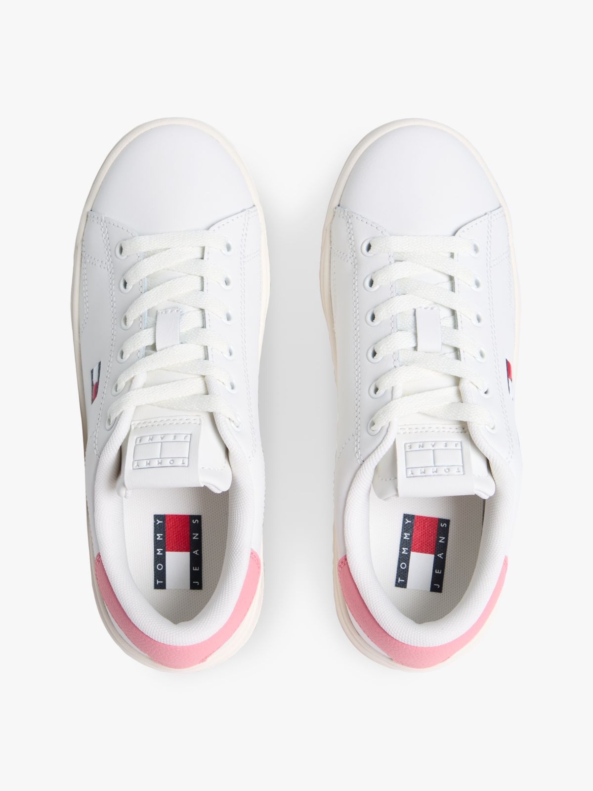 Debossed Logo Cupsole Trainers With Leather — Pink