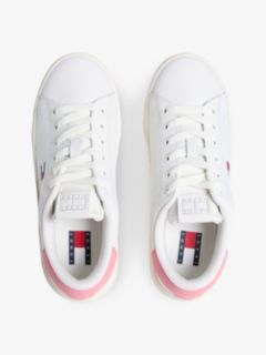 Debossed Logo Cupsole Trainers With Leather — Pink 3