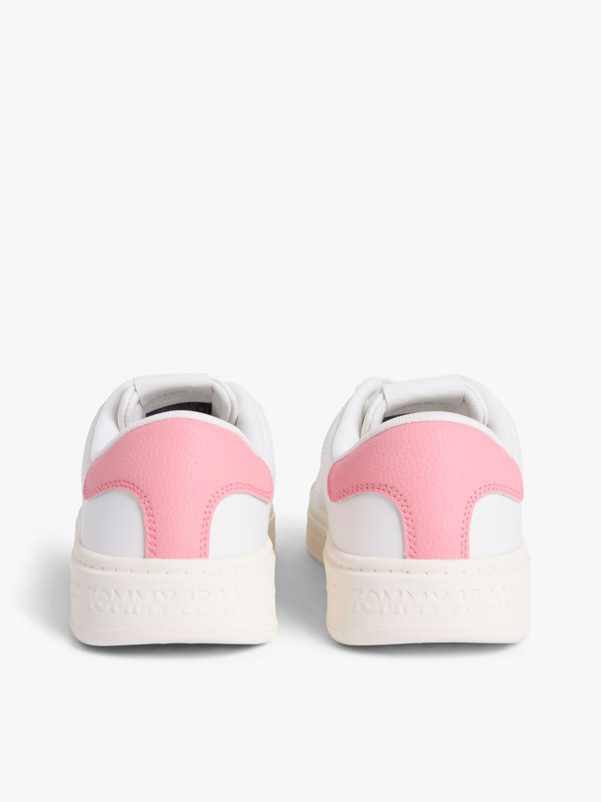 Debossed Logo Cupsole Trainers With Leather — Pink