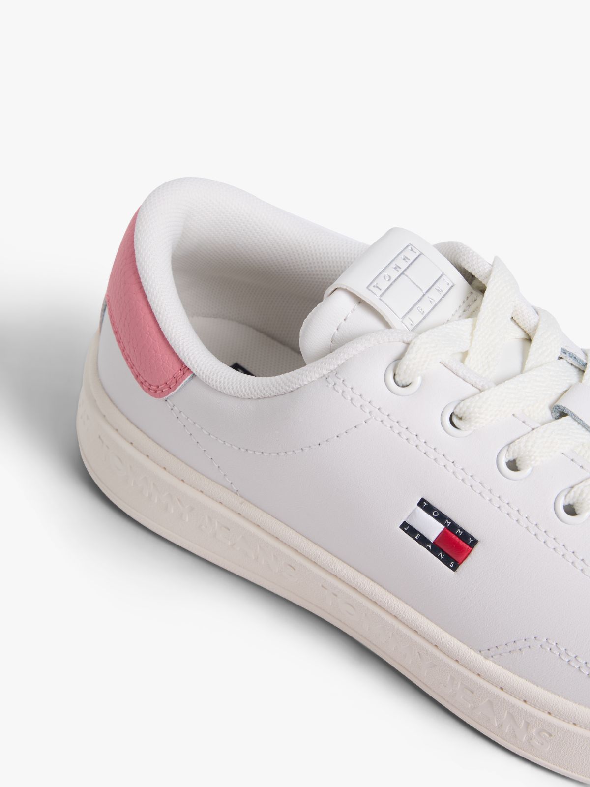Debossed Logo Cupsole Trainers With Leather — Pink