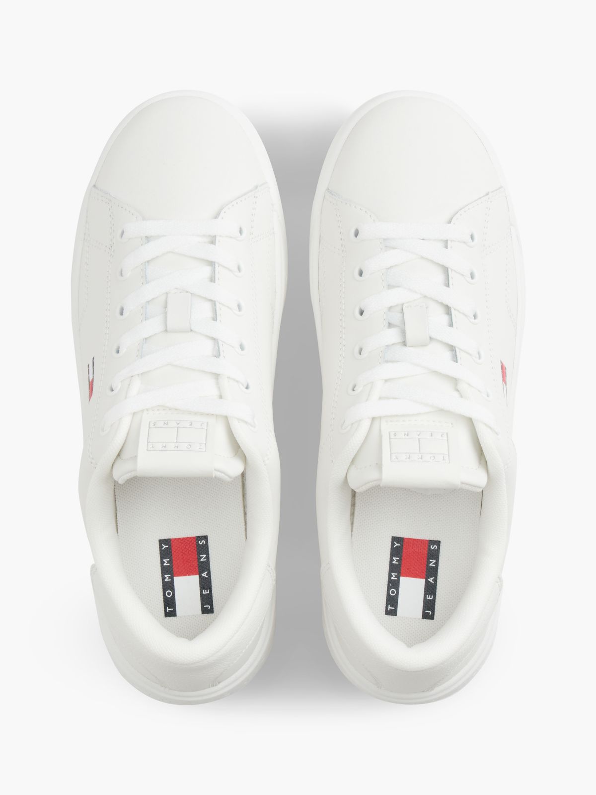 Debossed Logo Cupsole Trainers With Leather — White