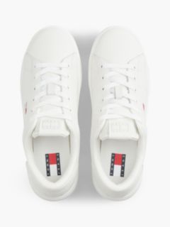 Debossed Logo Cupsole Trainers With Leather — White 3