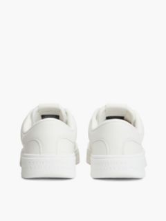 Debossed Logo Cupsole Trainers With Leather — White 4