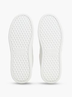 Debossed Logo Cupsole Trainers With Leather — White 5