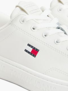 Debossed Logo Cupsole Trainers With Leather — White 6