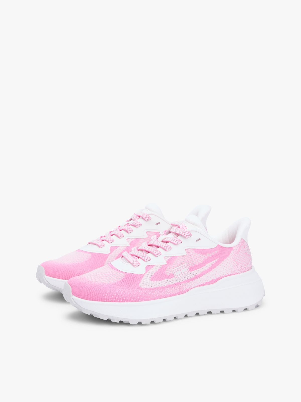 Mesh Jacquard Knit Cleat Trainers — Pink